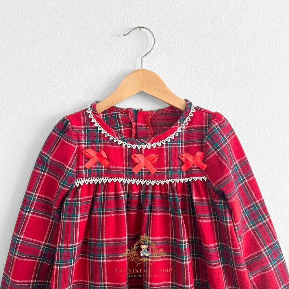 NWT Pretty Girls Pajamas Dress Christmas Pjs Kids Sleepwear Plaid Red Green 8-9Y - Picture 3 of 4